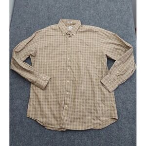 Peter Millar Shirt Mens Extra Large Brown Plaid Button Down Long Sleeve Crown